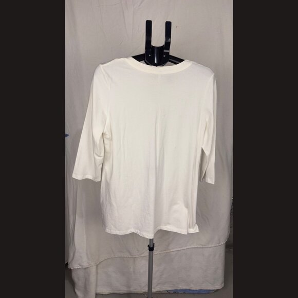 Leo & Nicole Women’s White‎ Shirt Size L Bedazzled Collar Elegant Blouse - Picture 3 of 4
